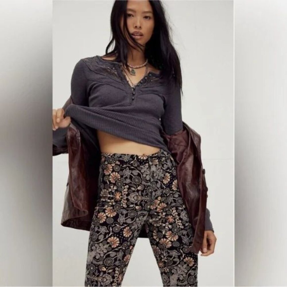 Free People Come on over henley - lace long sleeve